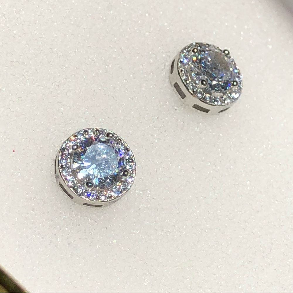 925 CZ Halo Stud Earrings